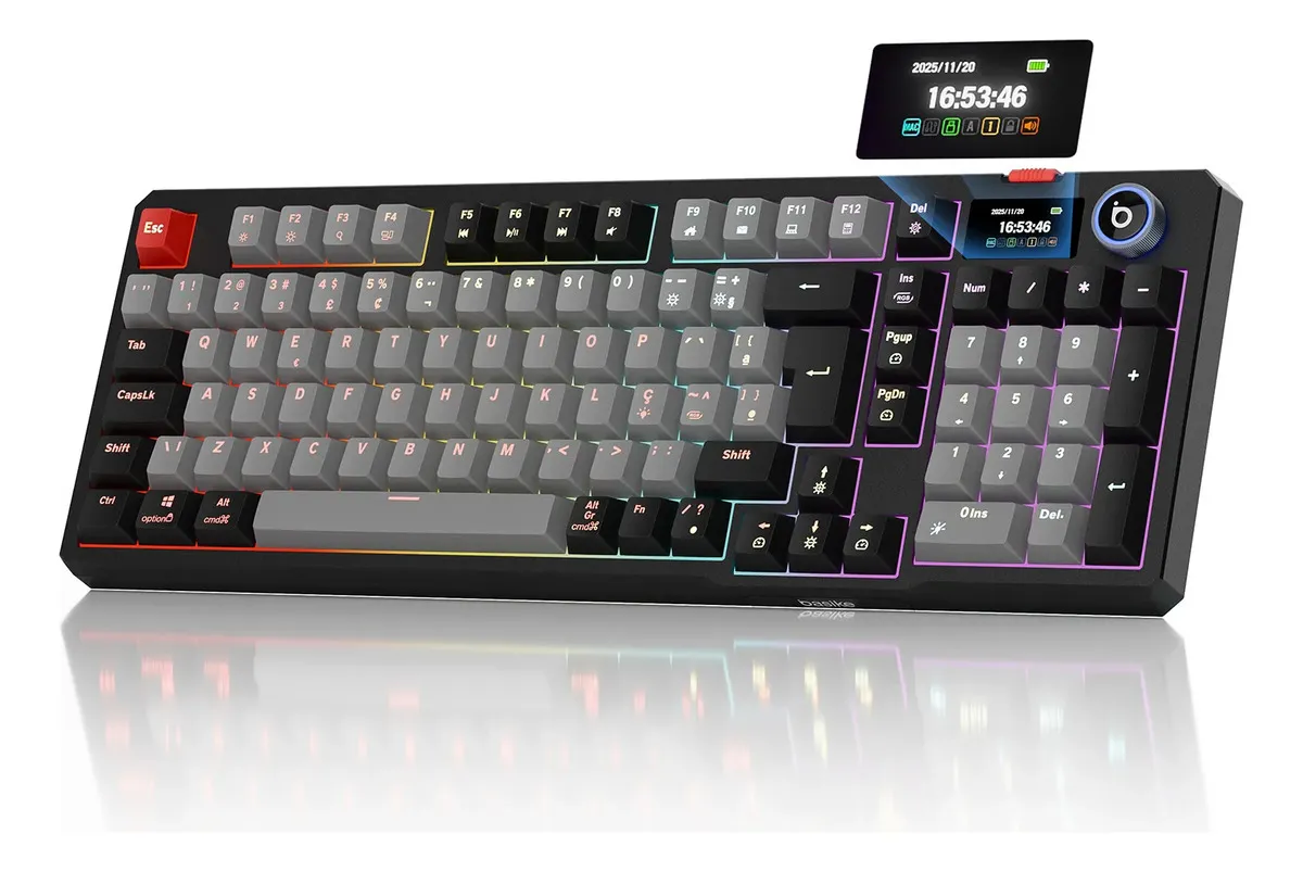Teclado mecânico Basike com tela
